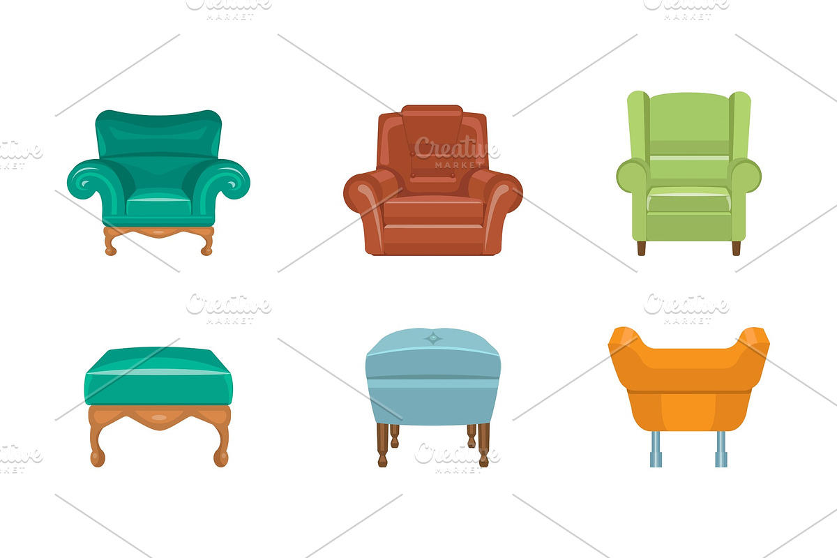 Chairs and armchairs set, colorful in Objects - product preview 8