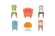 Chairs and armchairs set, retro and