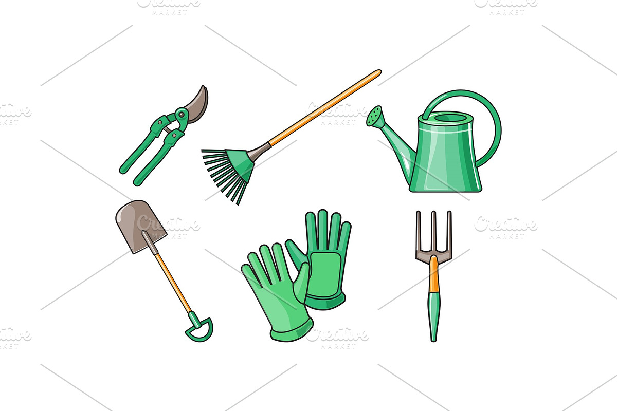 Gardening tools icons set, pruner in Illustrations - product preview 8