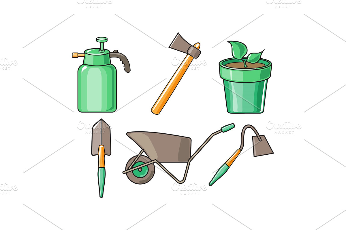 Gardening tools icons set, sprayer in Illustrations - product preview 8