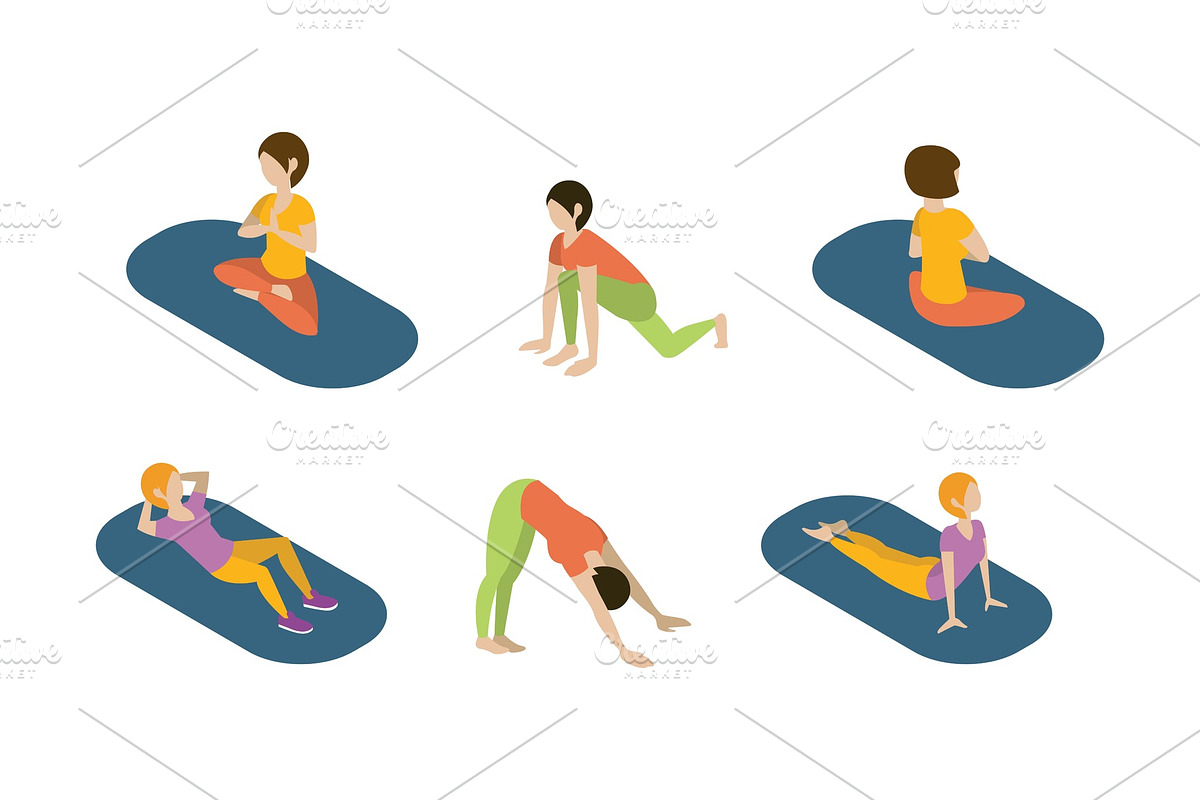 Young women doing yoga exercises in Illustrations - product preview 8