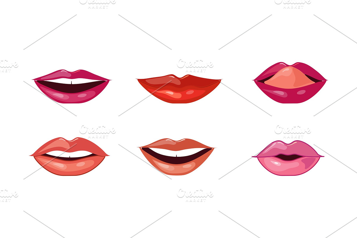 Female lips set, mouth with in Illustrations - product preview 8