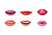 Female lips set, mouth with