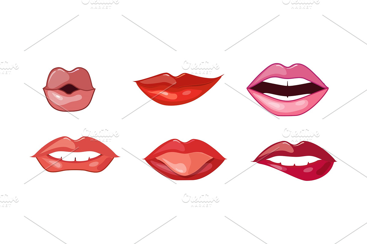Woman lips set, female mouth with in Illustrations - product preview 8