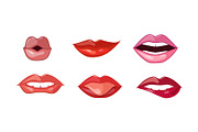Woman lips set, female mouth with