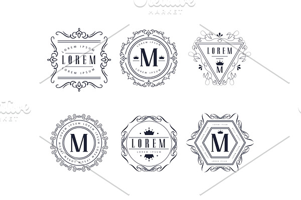 Monogram logo templates set, luxury