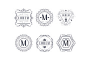 Monogram logo templates set, luxury