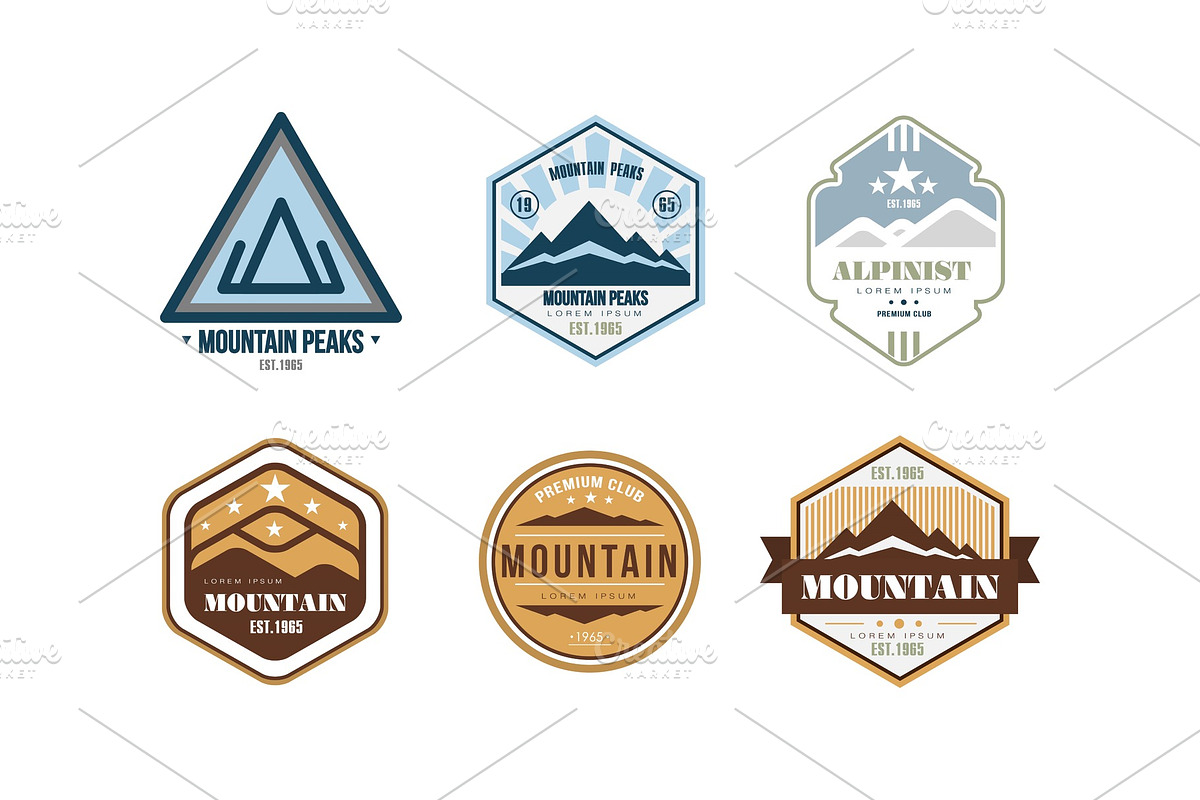 Mountain peaks logo design set in Illustrations - product preview 8