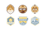 Mountain peaks logo design set