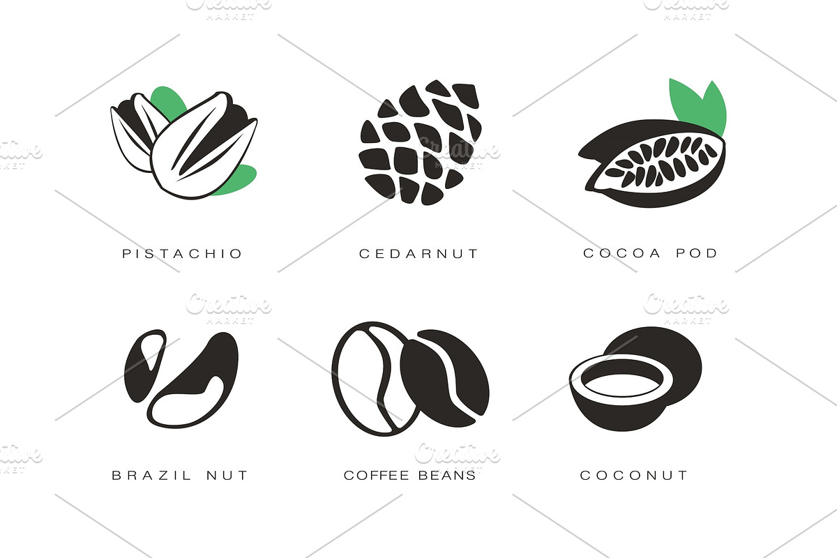 Nuts and seeds icons set, pistachio in Illustrations - product preview 8