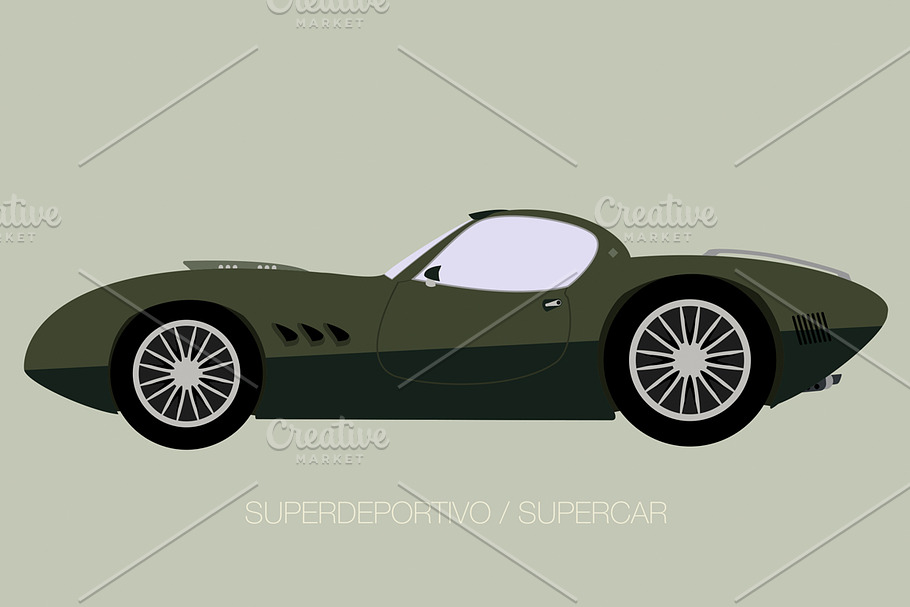vintage super car in Illustrations - product preview 8