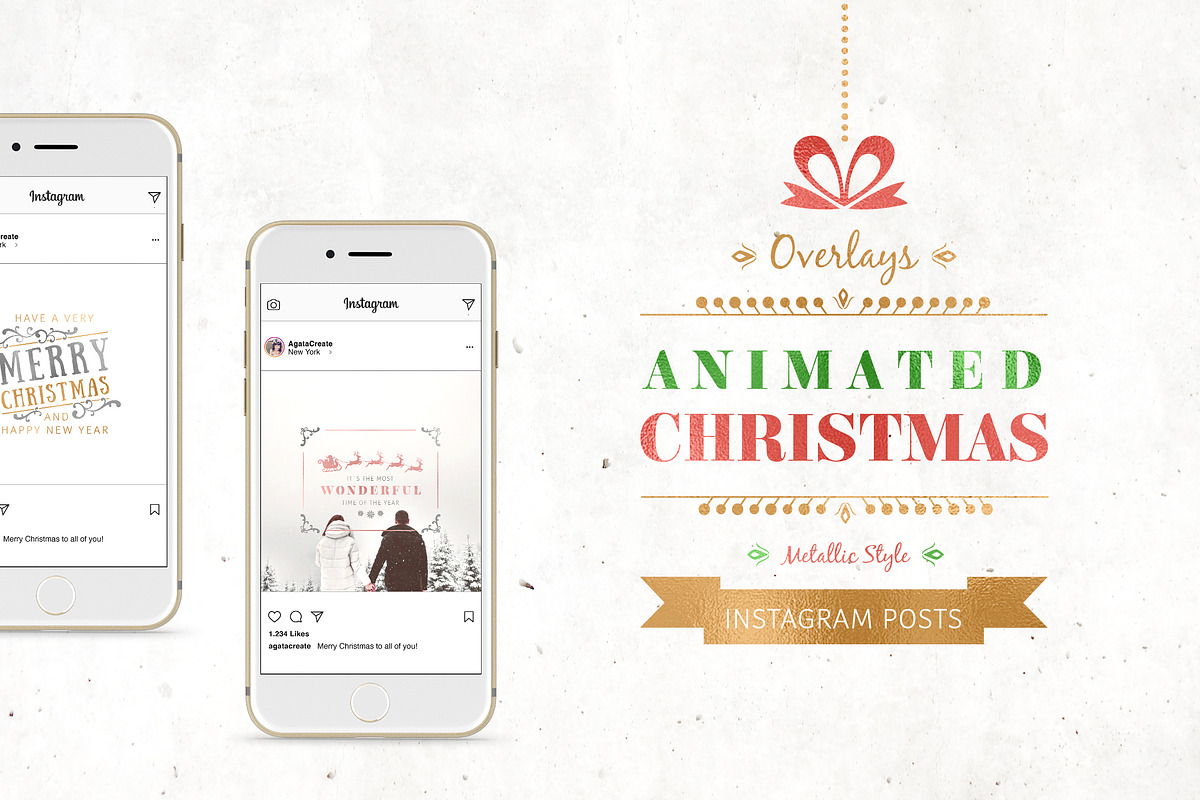 ANIMATED Christmas Posts – Metallic in Instagram Templates - product preview 8
