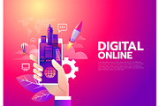 illustration of world digital online