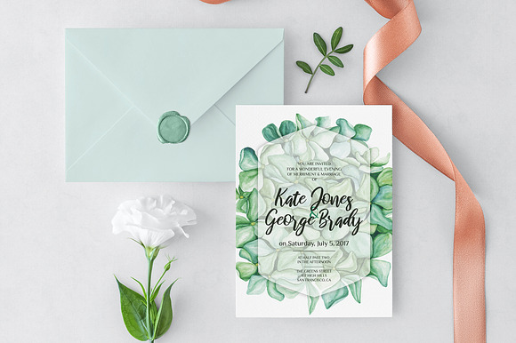 Green Hydrangea Wedding Set in Wedding Templates - product preview 1