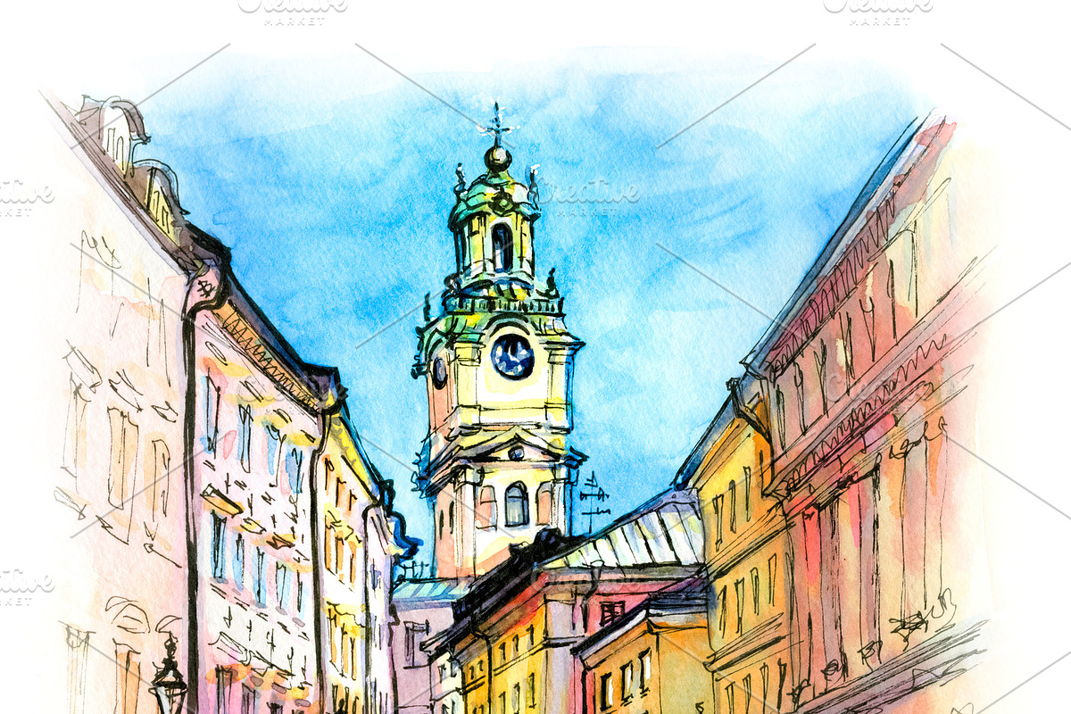Church Storkyrkan in Stockholm in Illustrations - product preview 8