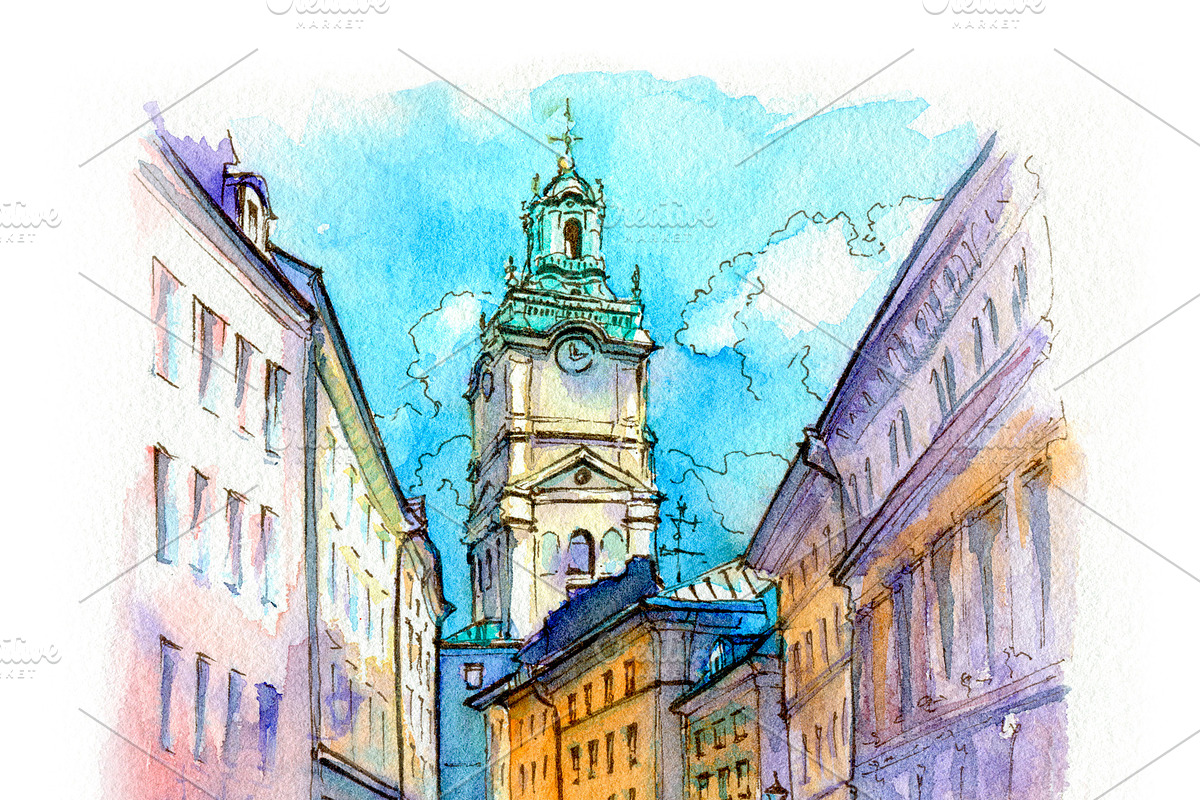 Church Storkyrkan in Stockholm in Illustrations - product preview 8