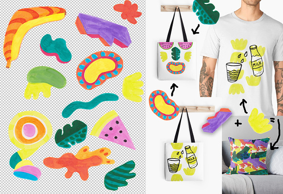 Hand Drawn Art Mix Modern 90s Shapes in Illustrations - product preview 1