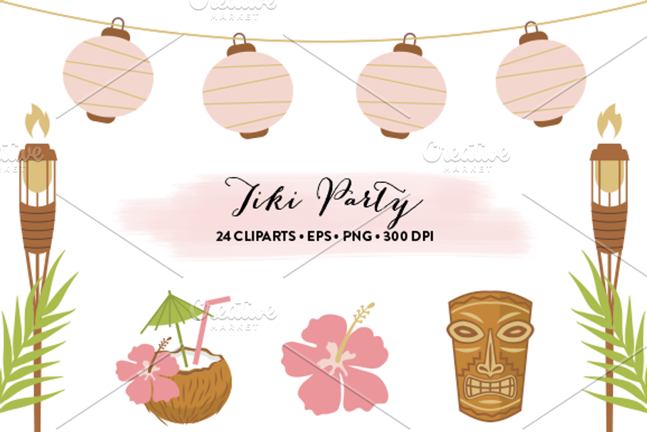 Tiki Party Set EPS & JPG