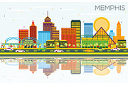 Memphis Tennessee Skyline with Color