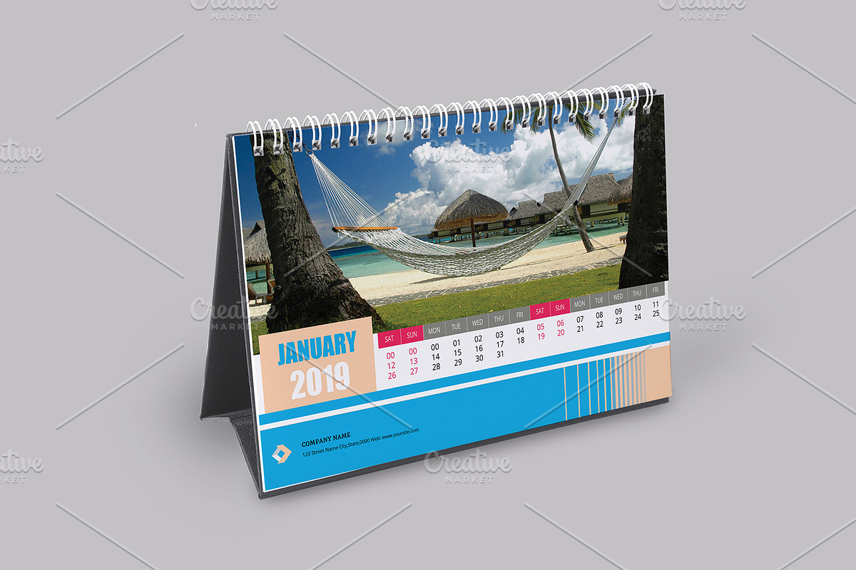 Desk Calendar 2019 V15 in Stationery Templates - product preview 8