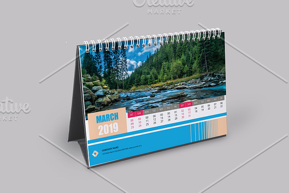 Desk Calendar 2019 V15 in Stationery Templates - product preview 3