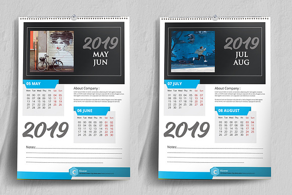 Wall Calendar 2019 - V16 in Stationery Templates - product preview 2