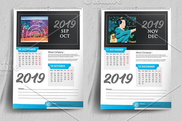 Wall Calendar 2019 - V16 in Stationery Templates - product preview 3