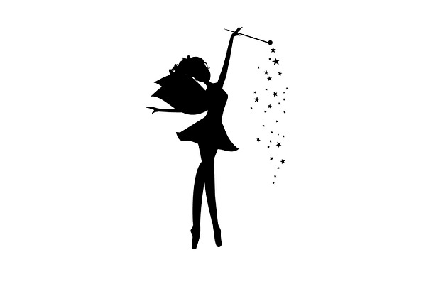 Fairy silhouette with a magic wand