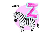 Letter Z for Zebra cartoon alphabet
