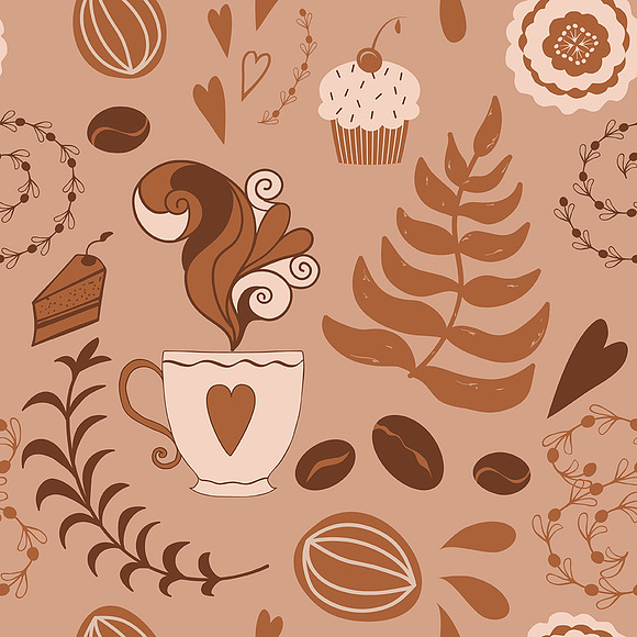 4 seamless coffee patterns. Digital. in Patterns - product preview 4