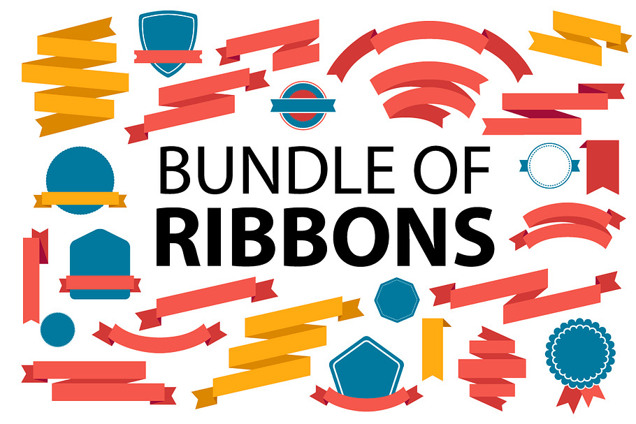 Bundle of retro colorful ribbons in Objects - product preview 8