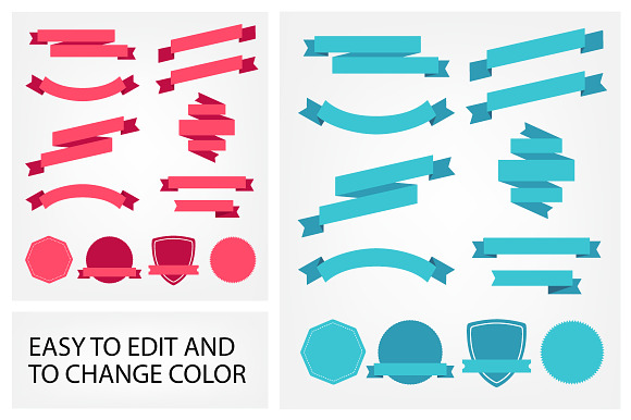 Bundle of retro colorful ribbons in Objects - product preview 1