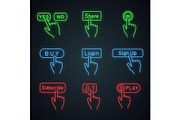 Click buttons neon light icons