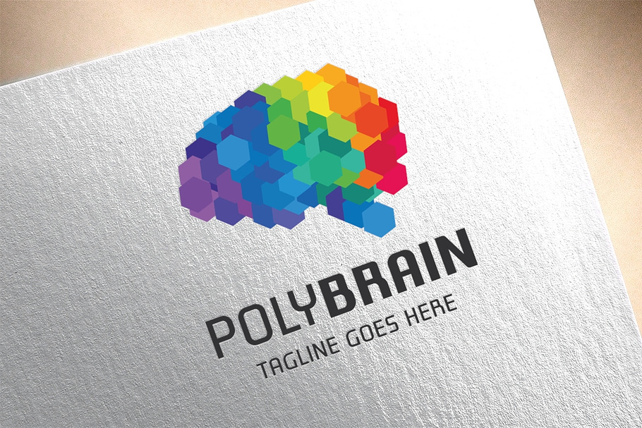 Polygon Brain Logo in Logo Templates - product preview 8