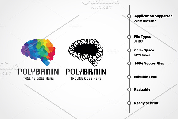 Polygon Brain Logo in Logo Templates - product preview 7