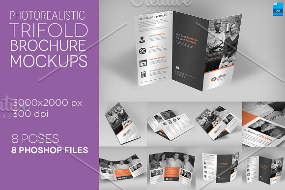 Photo Realistic Trifold Mockups in Print Mockups - product preview 4