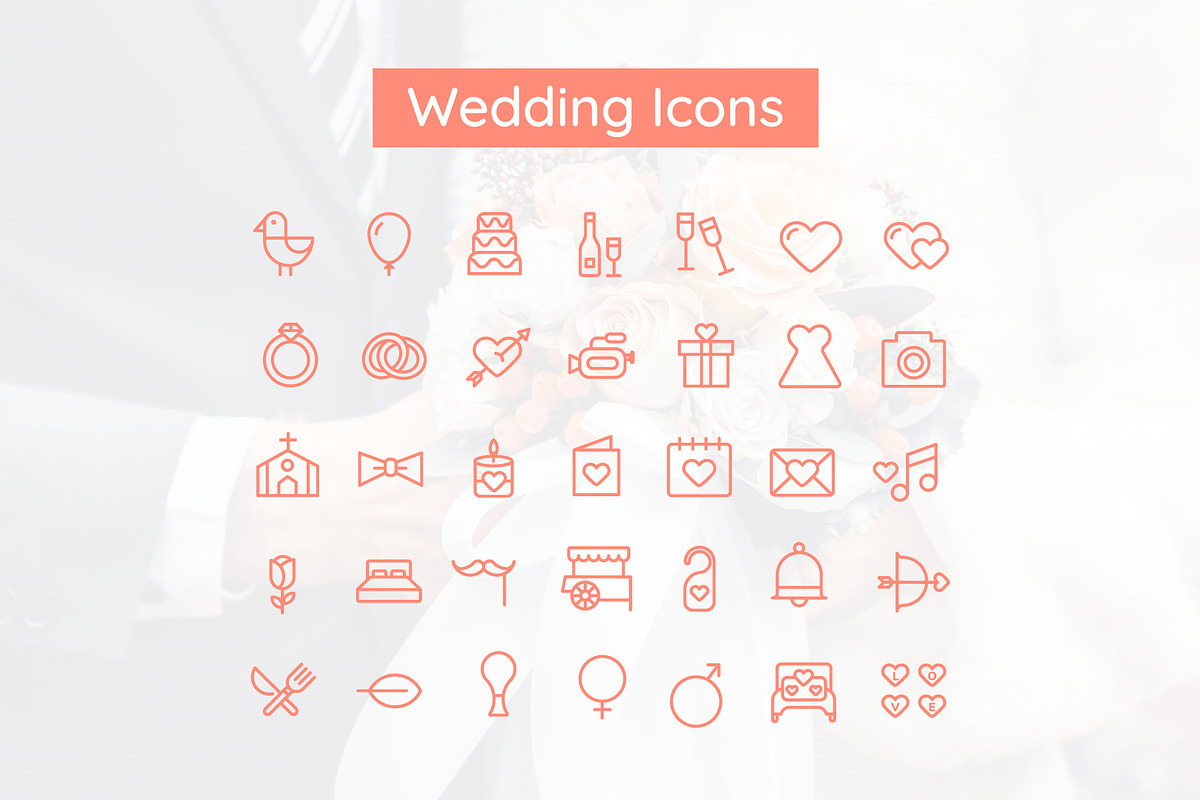 Wedding & Valentine Icon Set in Cute Icons - product preview 8