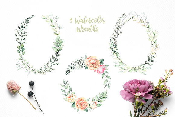 Spring is coming. Watercolor flowers in Illustrations - product preview 4