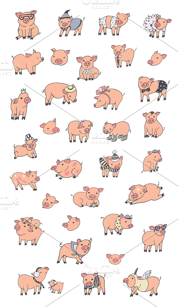 Funny Pigs in Illustrations - product preview 2