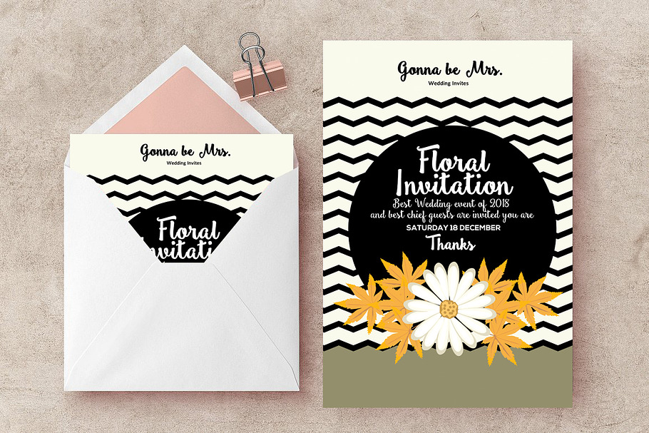 Floral Wedding Invite Templates in Wedding Templates - product preview 8