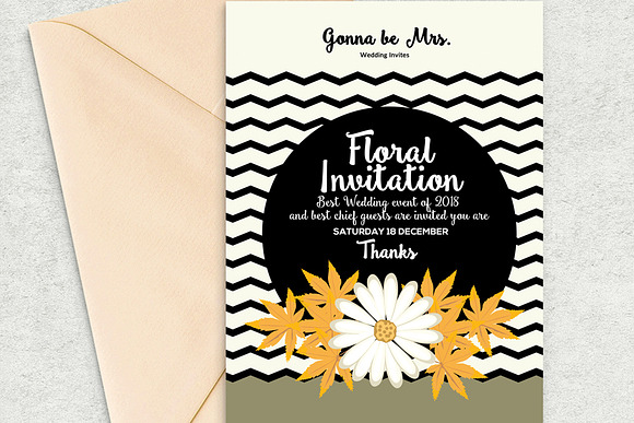 Floral Wedding Invite Templates in Wedding Templates - product preview 1