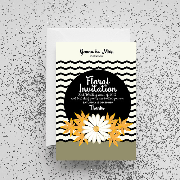 Floral Wedding Invite Templates in Wedding Templates - product preview 2