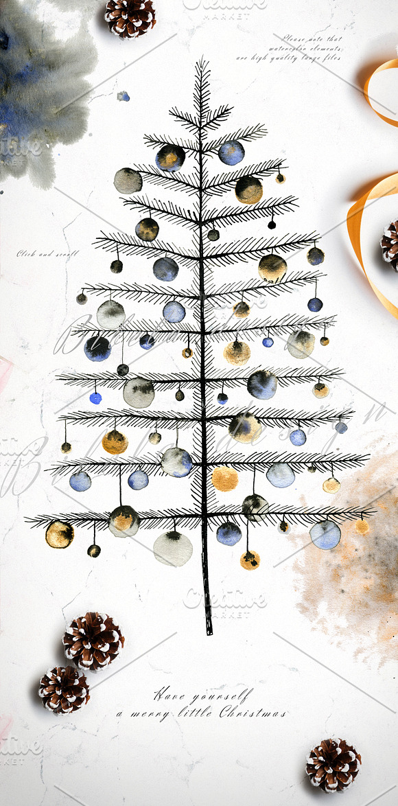 Noel Noir - Watercolor Christmas Set in Illustrations - product preview 7