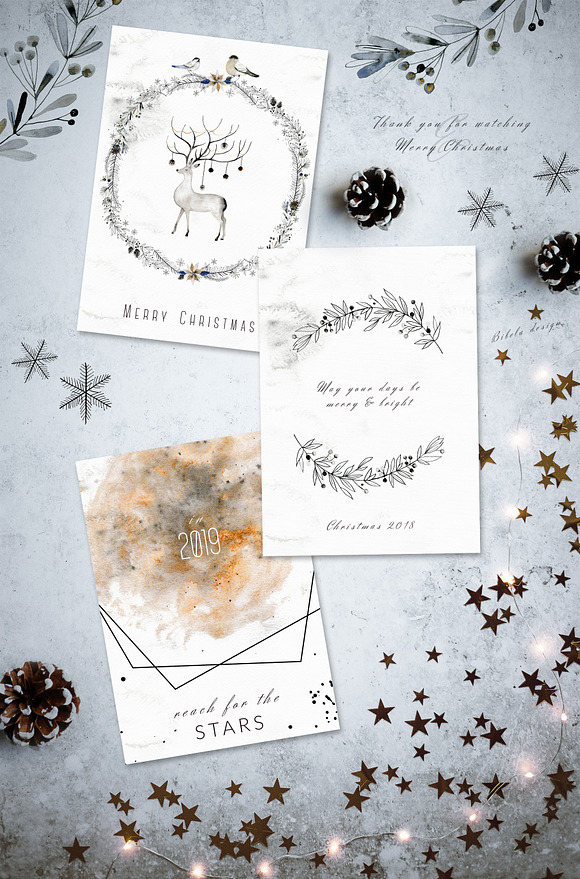 Noel Noir - Watercolor Christmas Set in Illustrations - product preview 8