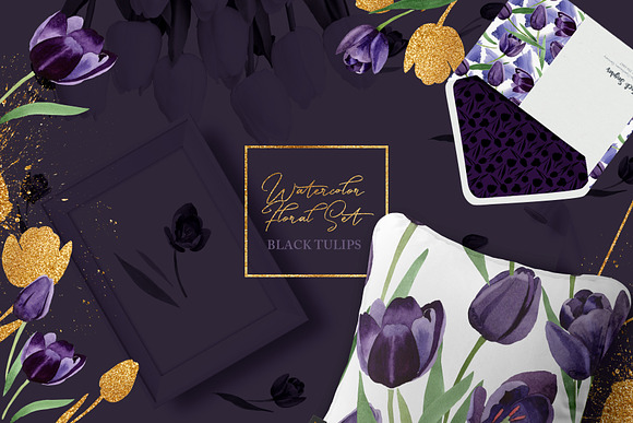Wonderful black tulips PNG set in Illustrations - product preview 5