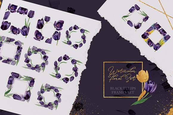 Wonderful black tulips PNG set in Illustrations - product preview 6