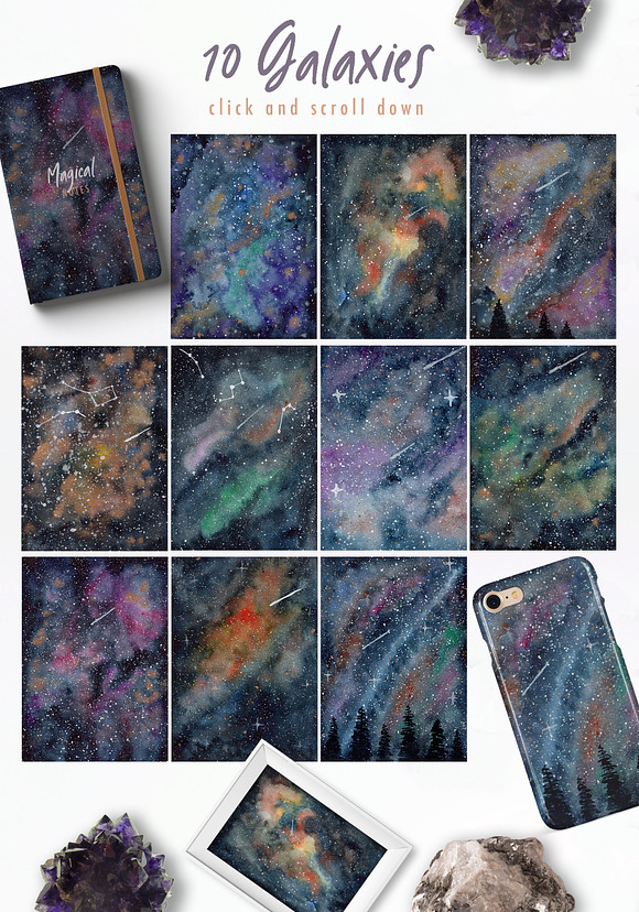 Galaxy Watercolor Collection in Illustrations - product preview 1