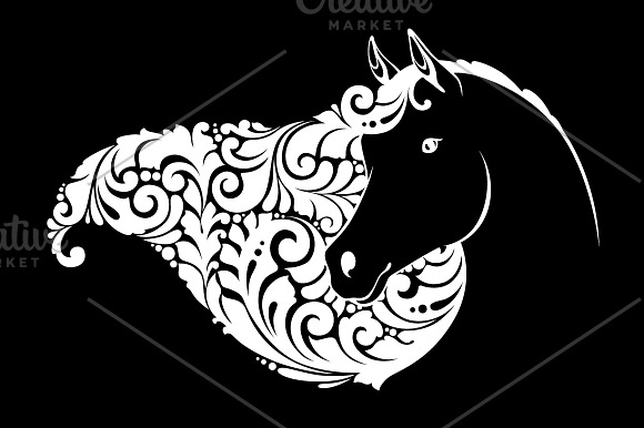 Ornate Calligraphic Horse in Illustrations - product preview 2