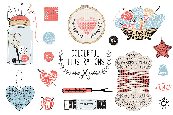 VINTAGE SEWING in Illustrations - product preview 1