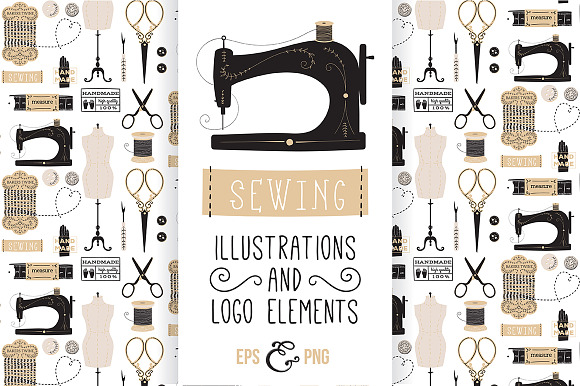 VINTAGE SEWING in Illustrations - product preview 4